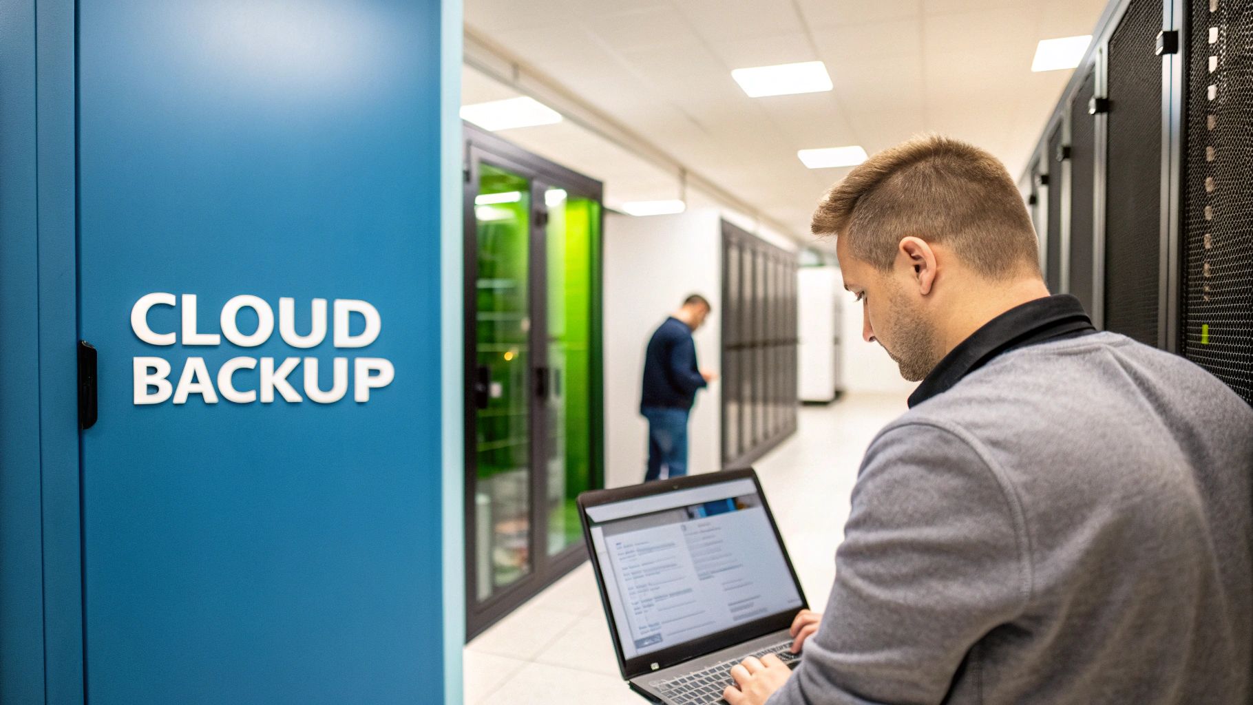 Daten, die sicher in einer stilisierten Wolke gespeichert sind