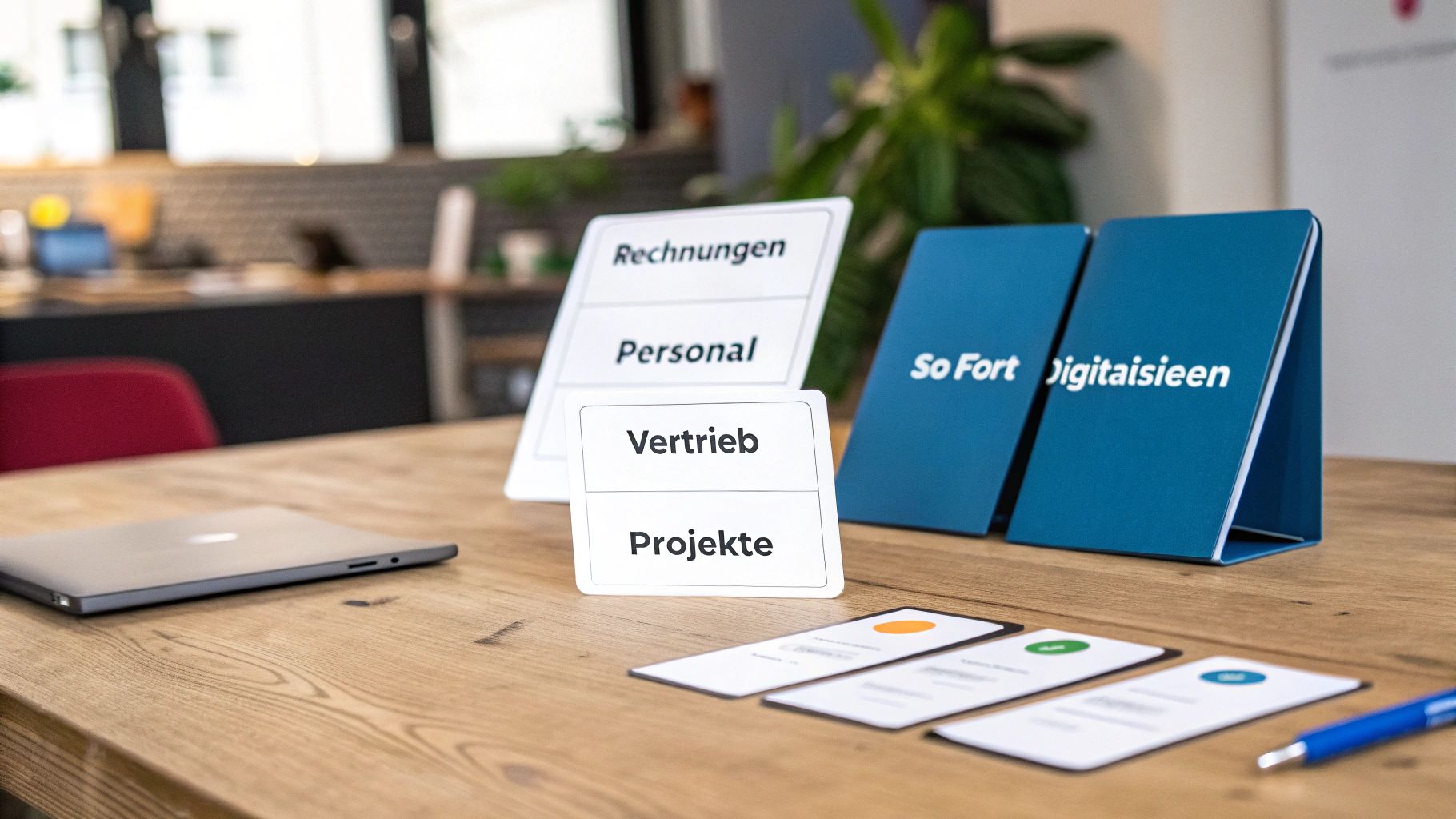 Eine Person plant an einer digitalen Tafel, umgeben von Prozess-Symbolen.