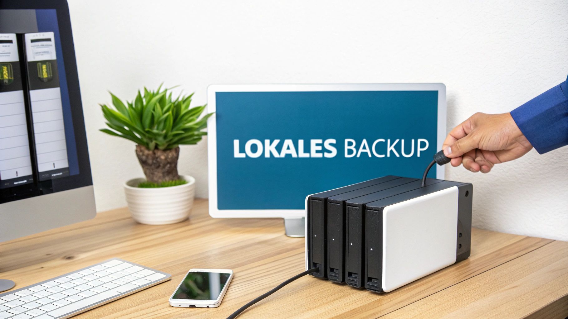 Ein Serverraum, der ein lokales Backup-System symbolisiert