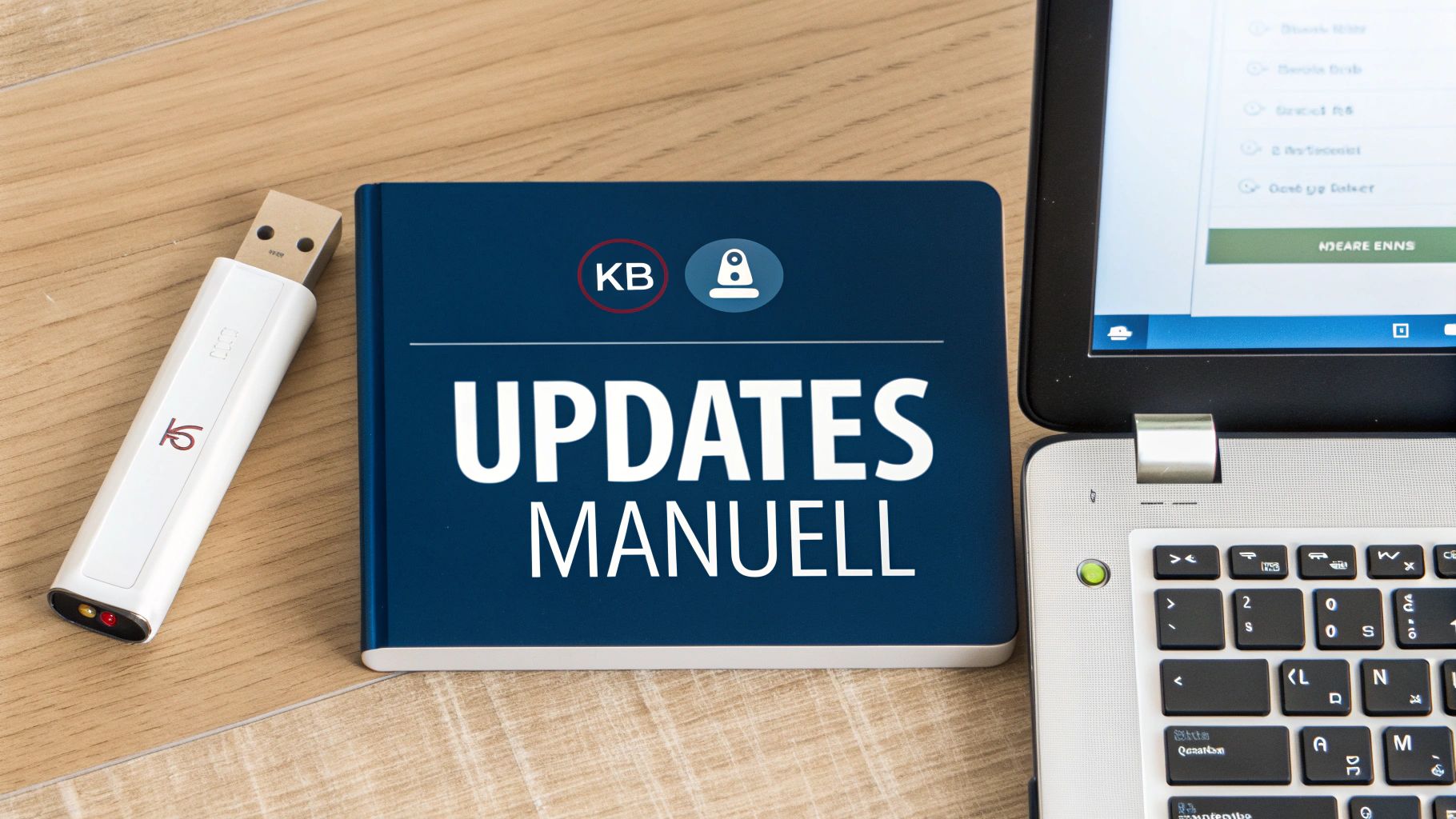 Eine Person sucht konzentriert auf einem Laptop-Bildschirm, der den Microsoft Update-Katalog zeigt.