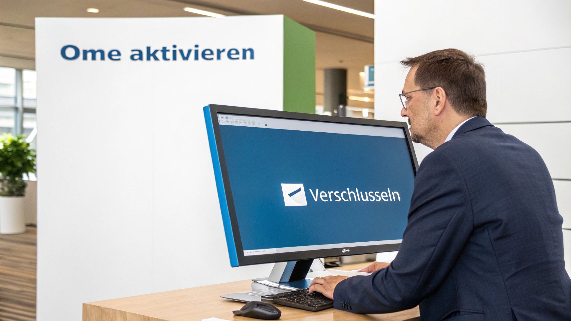 Eine Person klickt in der Outlook-Oberfläche auf die Schaltfläche „Verschlüsseln“, um die Microsoft 365 Message Encryption zu aktivieren.