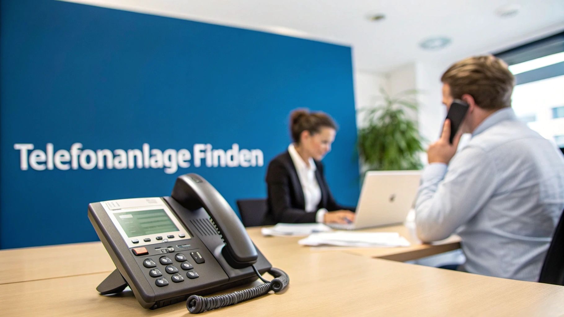 Eine Mitarbeiterin in einem modernen Büro telefoniert lächelnd mit einem Headset.