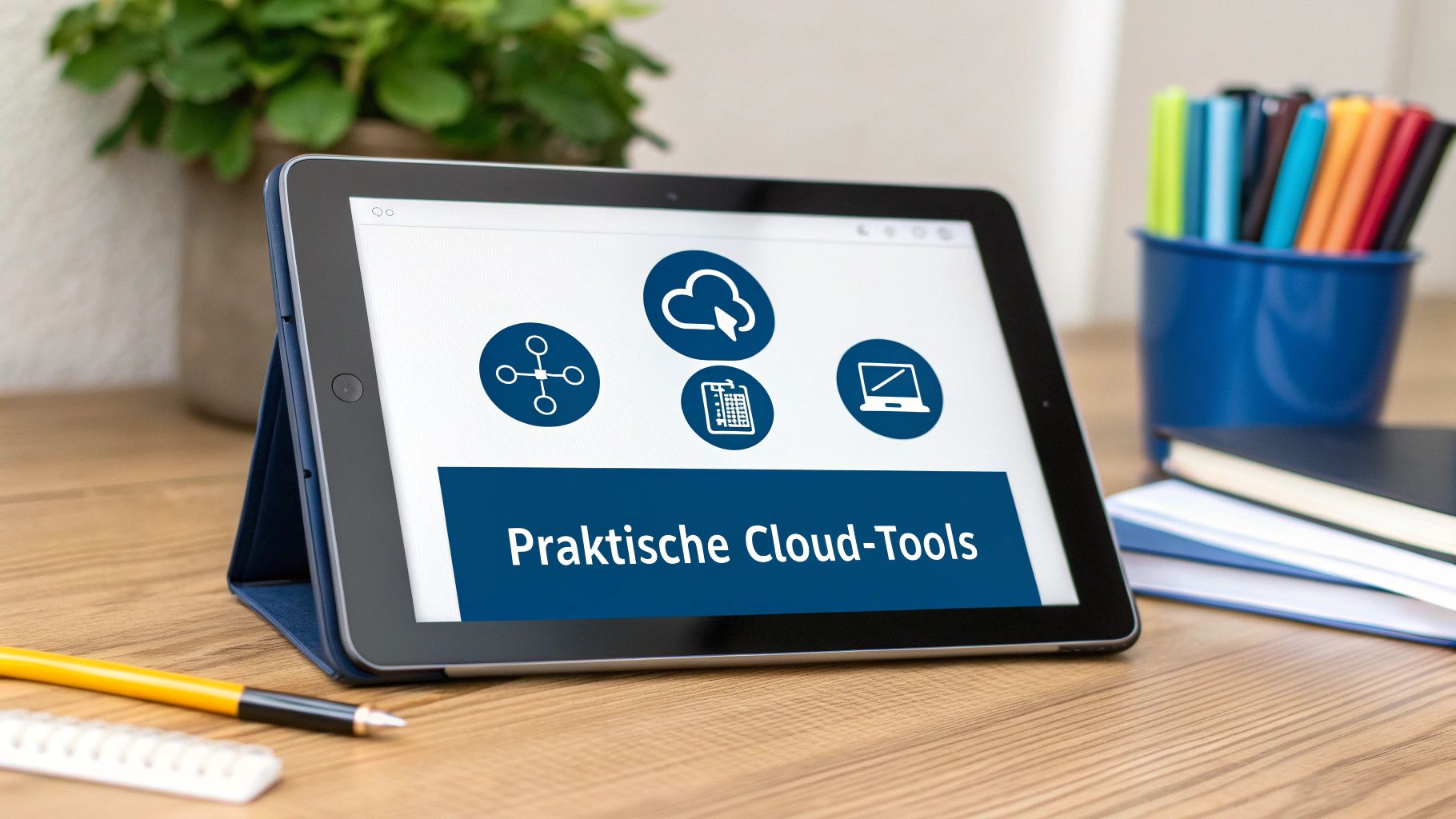 Team arbeitet gemeinsam an einem Laptop in einem modernen Büro