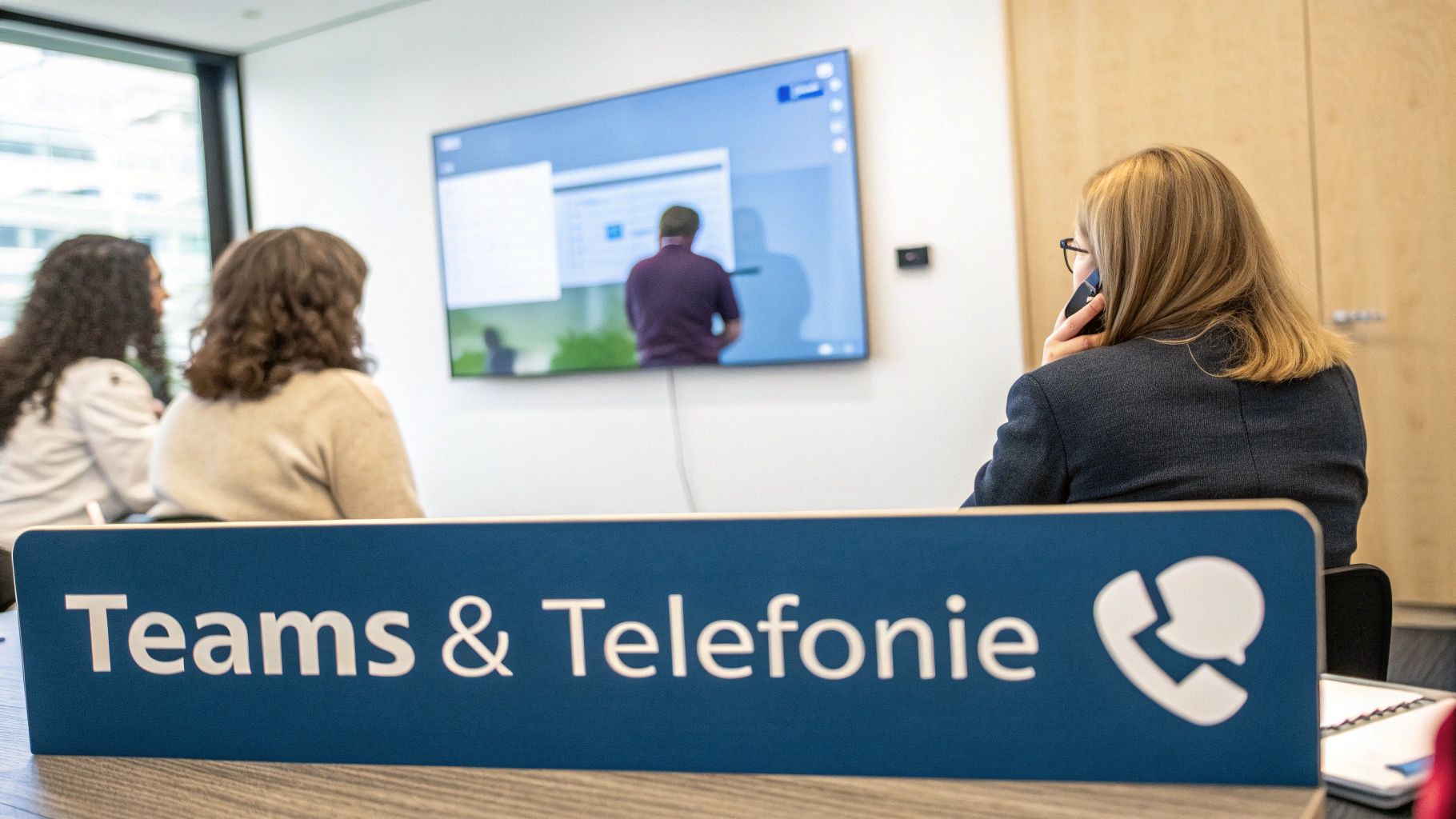 Eine Person nimmt an einem Microsoft Teams-Anruf auf einem Laptop teil, was die moderne Kommunikation verdeutlicht.