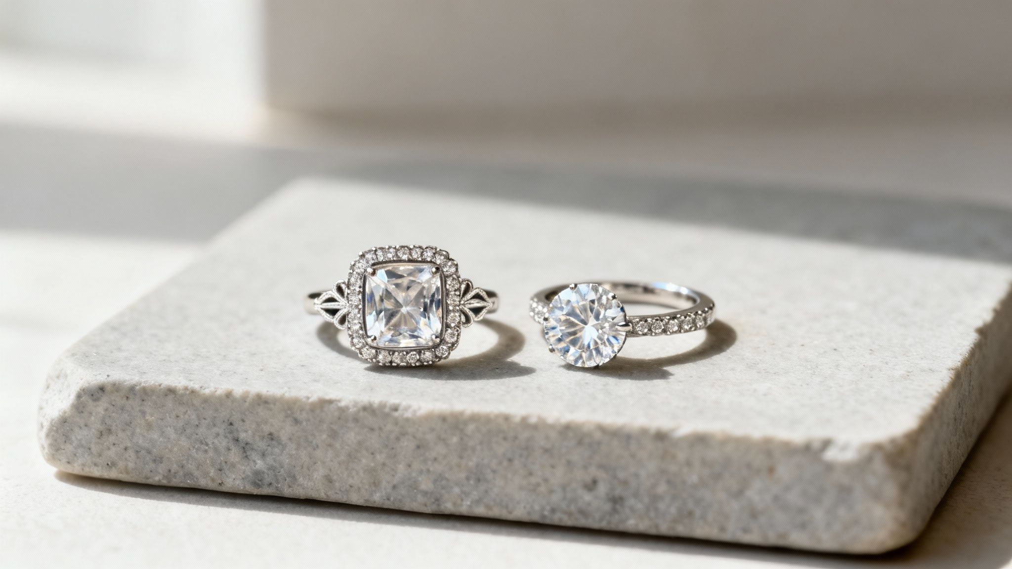 A stunning close-up of a diamond ring showcasing its intricate cut and setting.