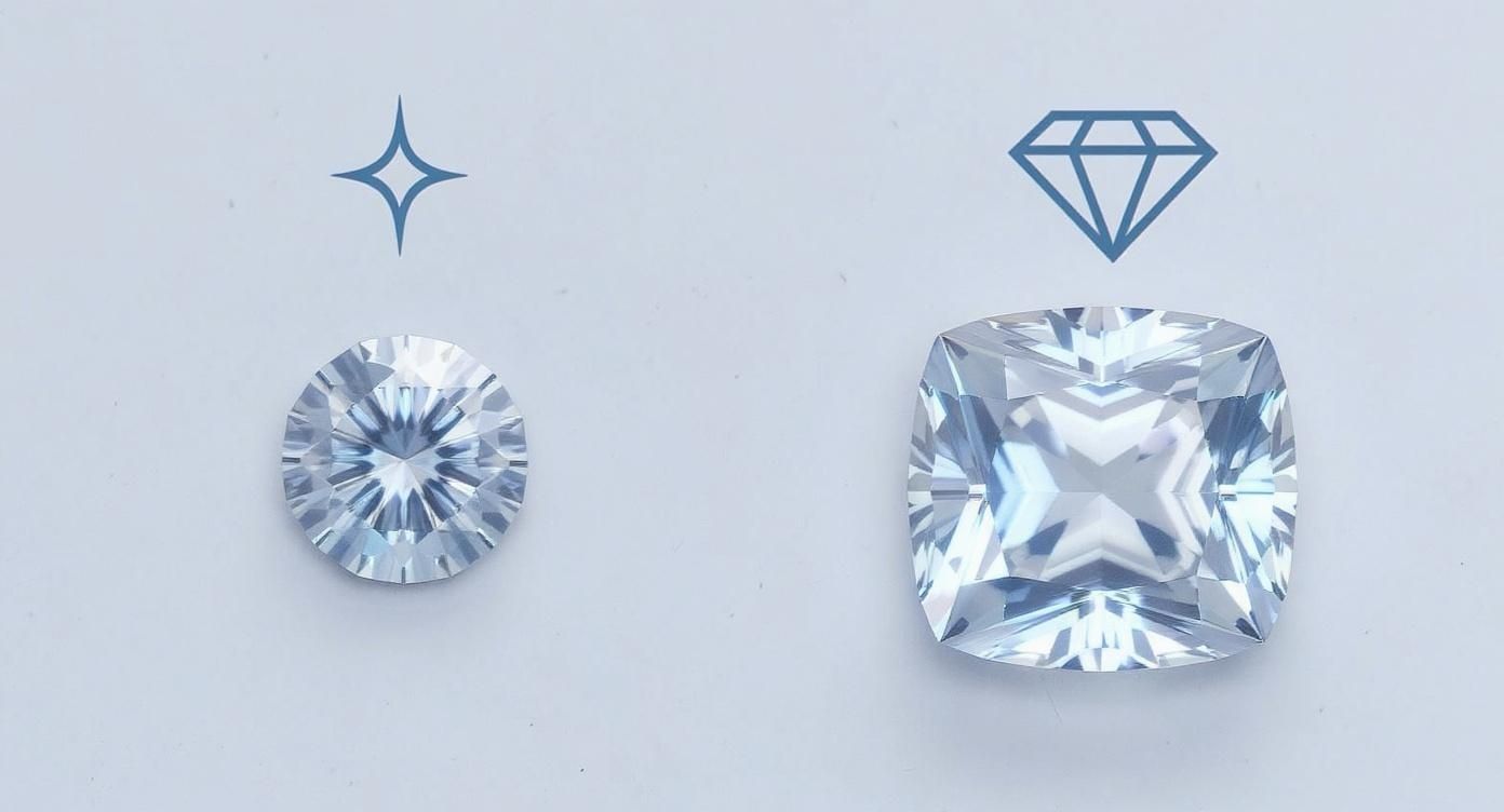 Infographic about cushion cut vs round cut