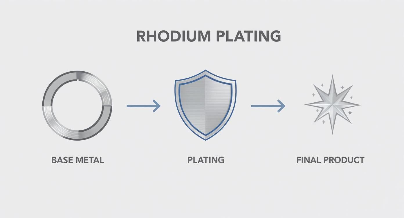 Infographic about what is rhodium plating on jewelry