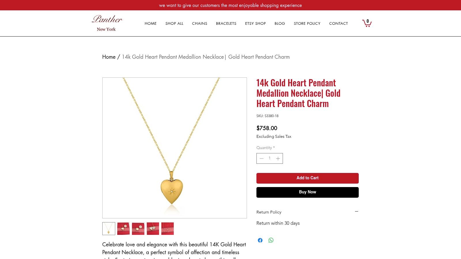 14k Gold Heart Pendant Medallion Necklace | Gold Heart Pendant Charm