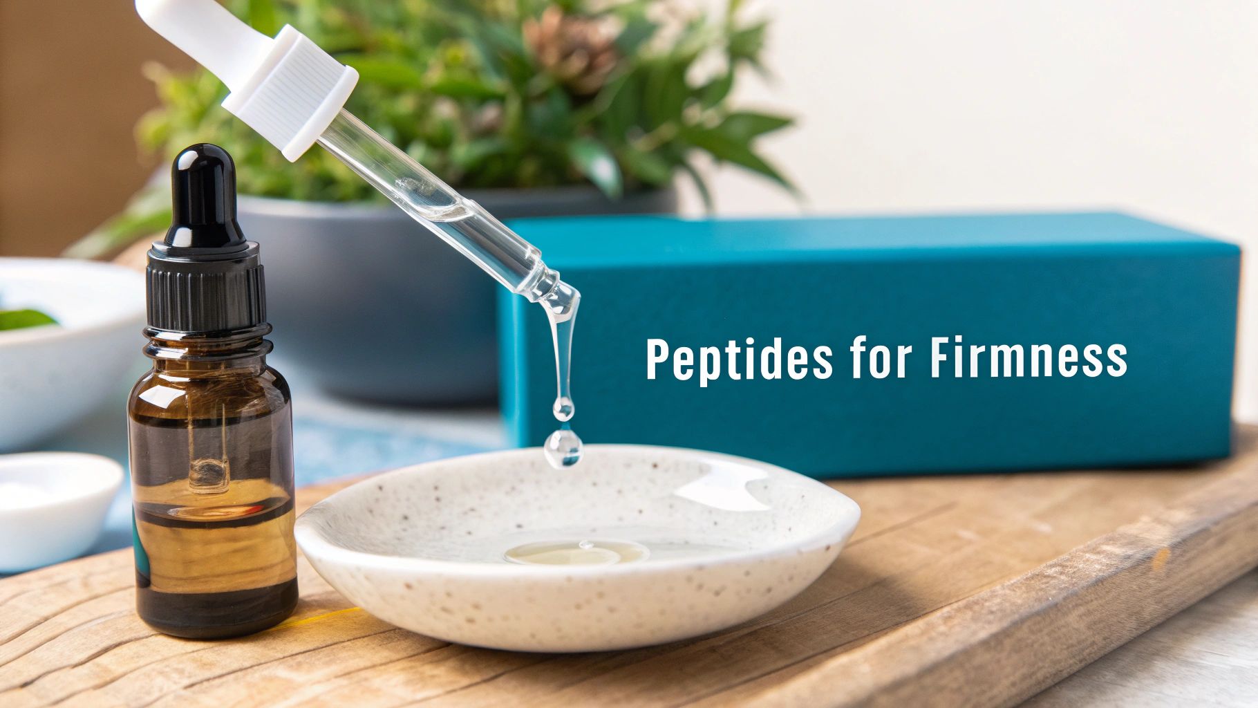 Microscopic view of peptides in a skincare solution