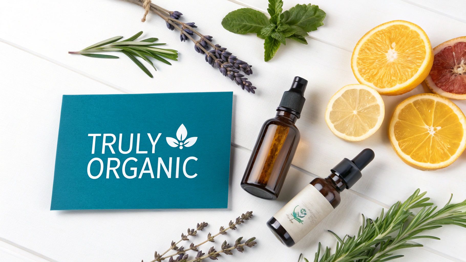 Woman smiling while holding organic skincare product