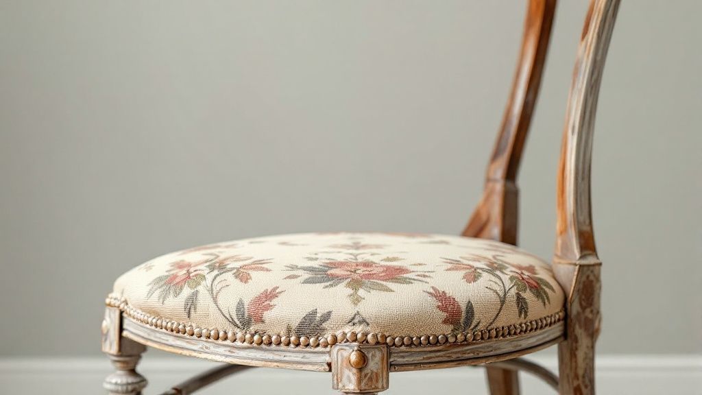 Image depicting wear and tear on an antique chair