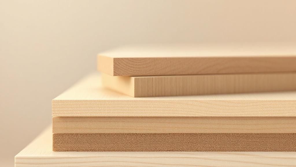 A close-up of engineered wood furniture, showcasing its layered construction.