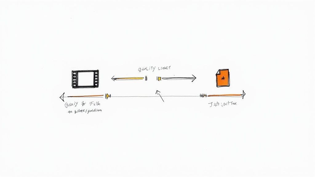 A diagram illustrating the quality-linked conversion process from film media to a digital document.