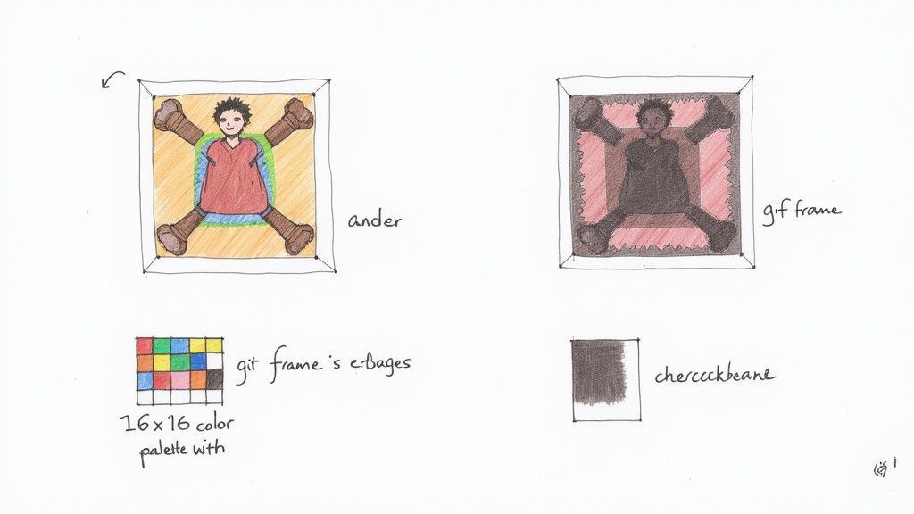 A GIF with a noticeable white halo effect around the edges, placed on a dark background to highlight the issue.