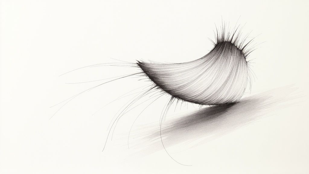 A close-up shot of an editor's screen, showing the detailed work of refining the edges around a person's hair in a video background editor online.