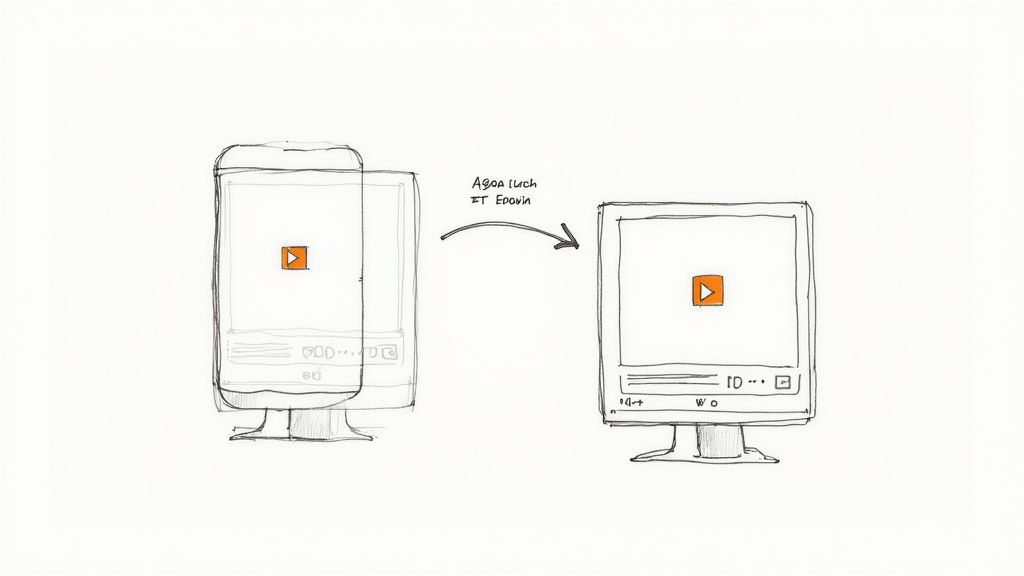 A smartphone displaying a social media feed with a prominent white background video ad that stands out from other content.