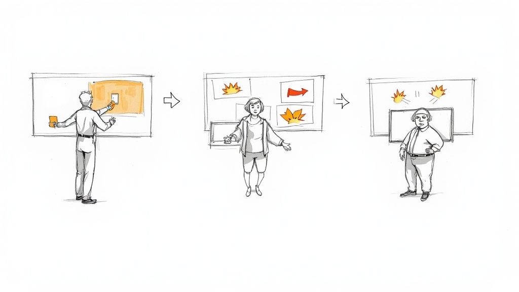 A person's image is superimposed over various creative backgrounds, showcasing the versatility of background removal.