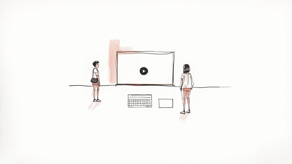 Website preview showing a muted looping cityscape background video with clear overlay text