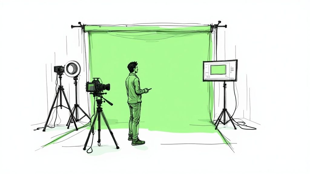 Image for blog post 'How to Use a Green Screen Like a Pro' related to how%20to%20use%20a%20green%20screen. Explore how to remove video background.