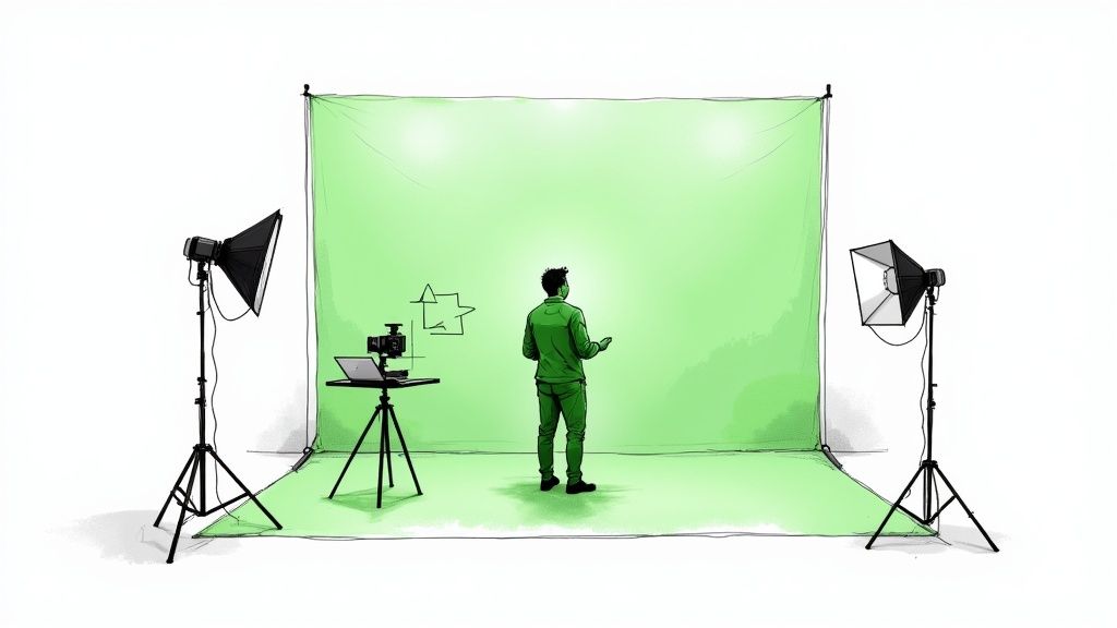 Image for blog post 'Mastering Background Green Screen Video Production' related to green%20screen%20setup. Explore how to remove video background.