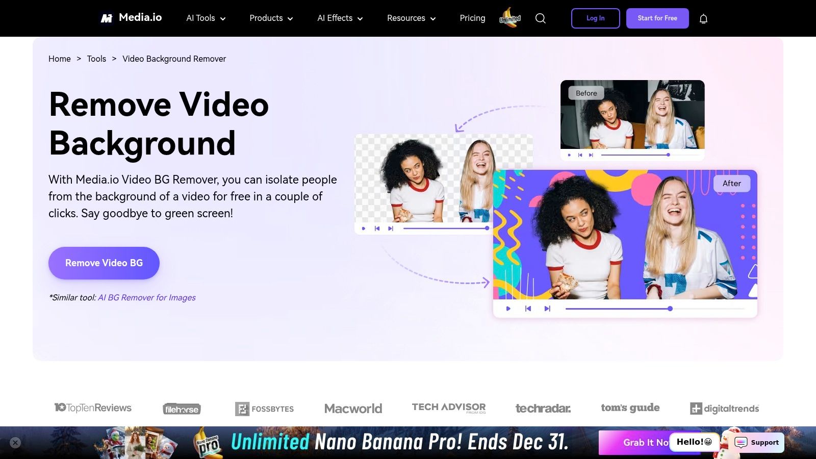 Media.io (Wondershare) – Remove Video Background Online