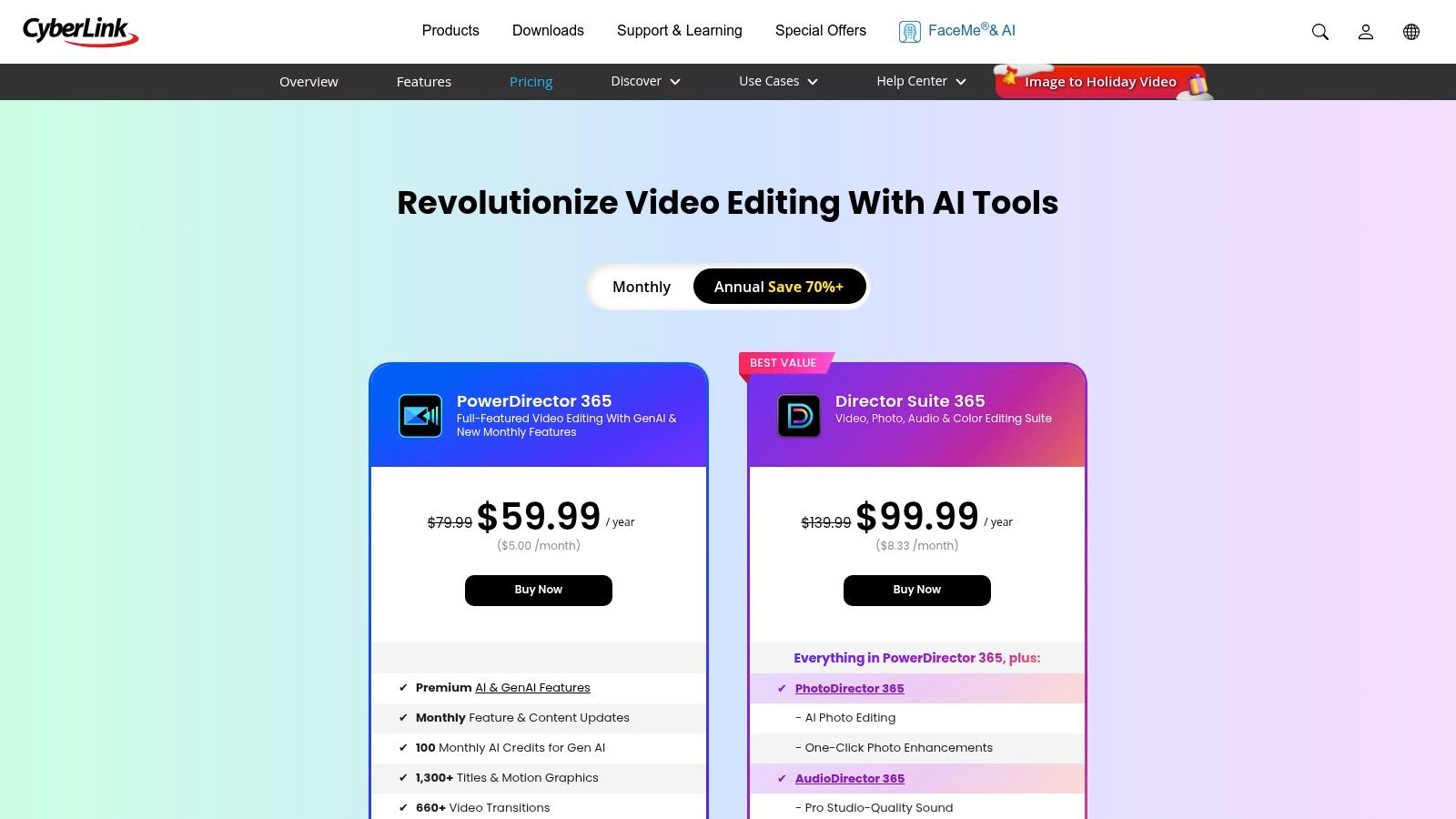 CyberLink PowerDirector software pricing