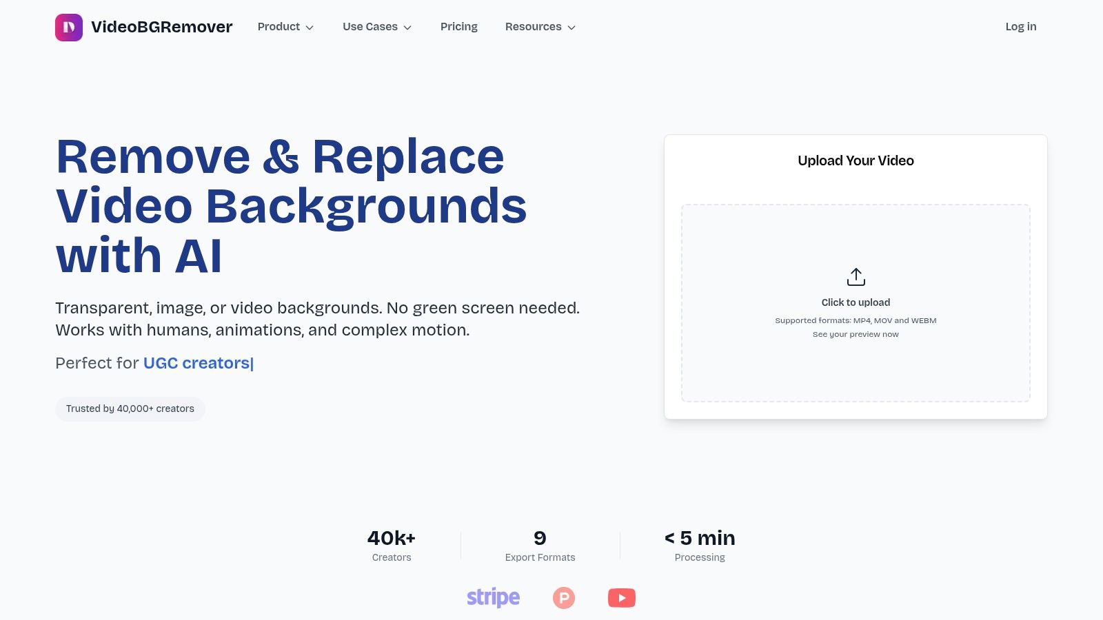 VideoBGRemover AI tool for content creators