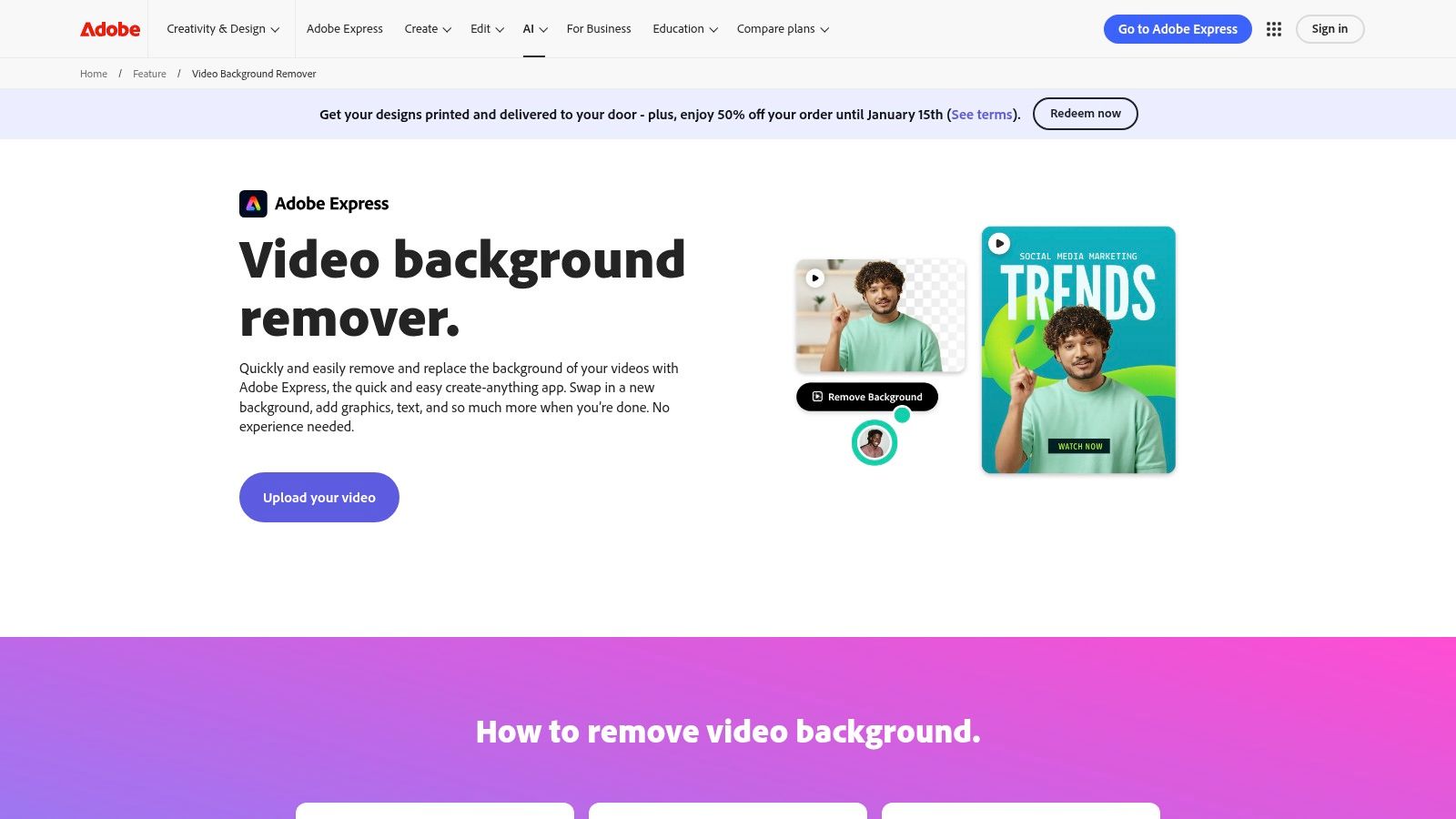 Adobe Express – Video Background Remover