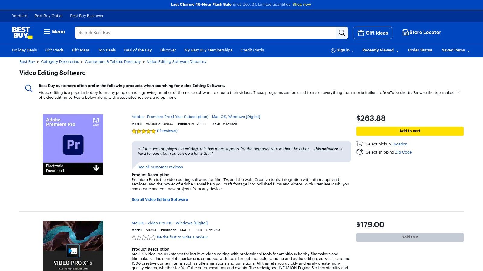 Best Buy (Video Editing Software category)