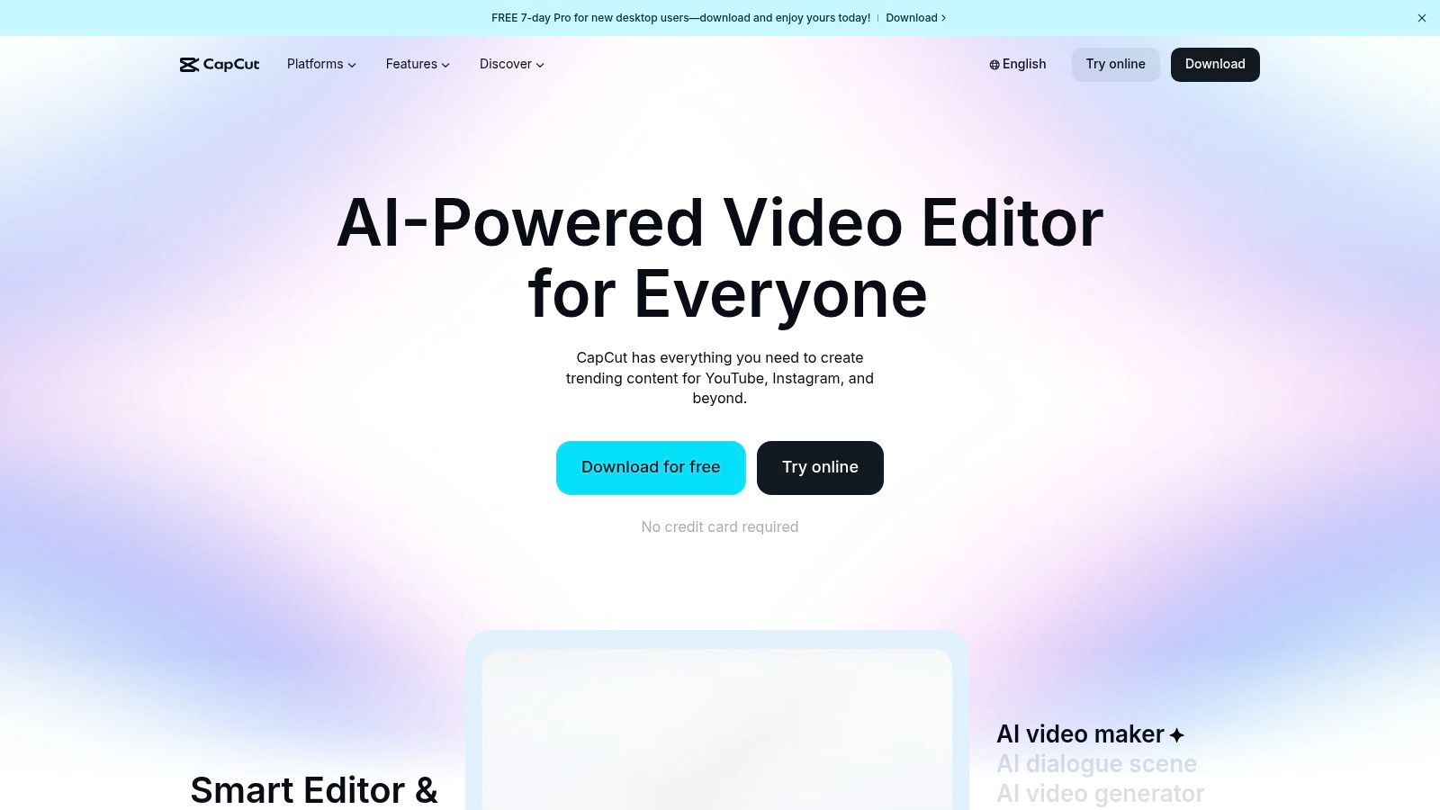 CapCut (Web/Desktop/Mobile)