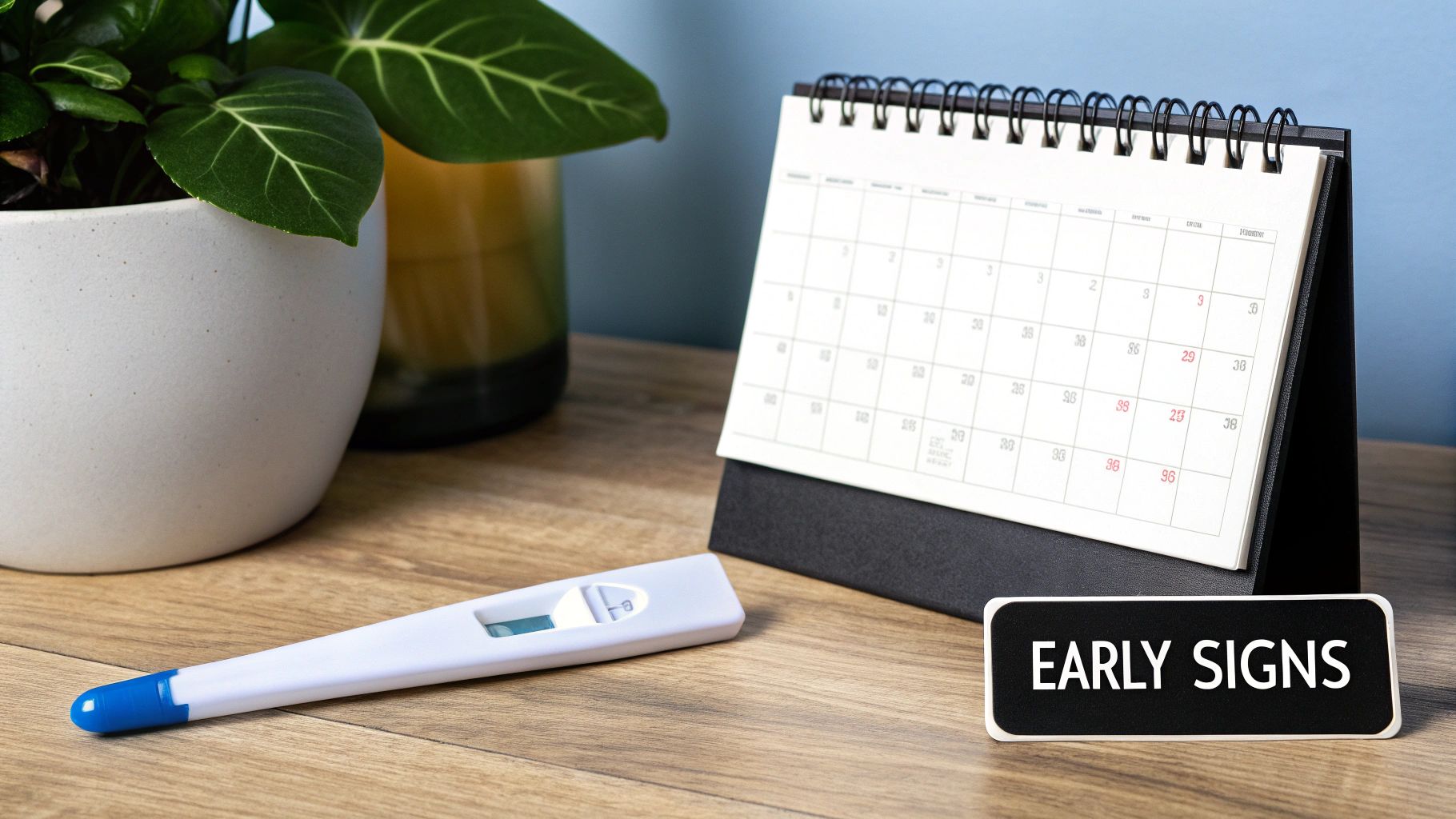A list of 10 early signs of pregnancy, including a missed period, fatigue, nausea, and frequent urination.