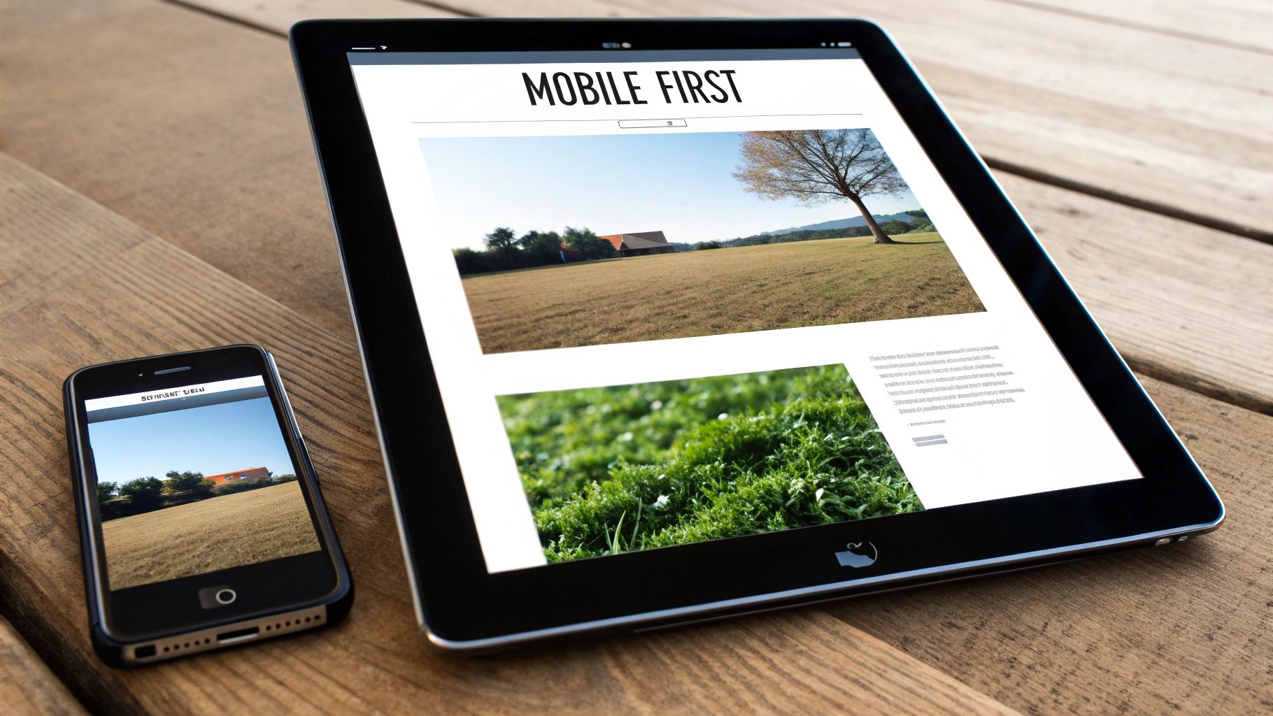 A person using a mobile phone to browse a website, illustrating mobile-first design
