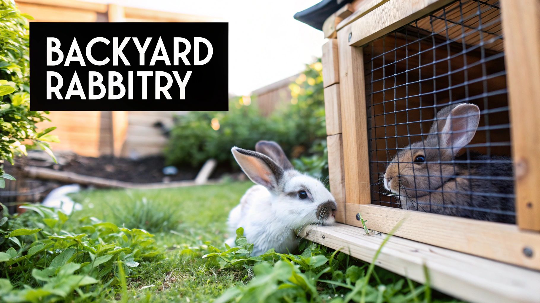 A healthy, fluffy brown rabbit sitting in a wire cage, looking at the camera. A healthy, fluffy brown rabbit sitting in a wire cage, looking at the camera.