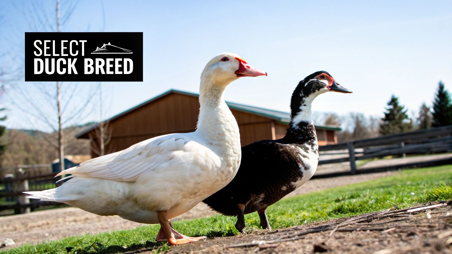 White Pekin ducks on green grass White Pekin ducks on green grass