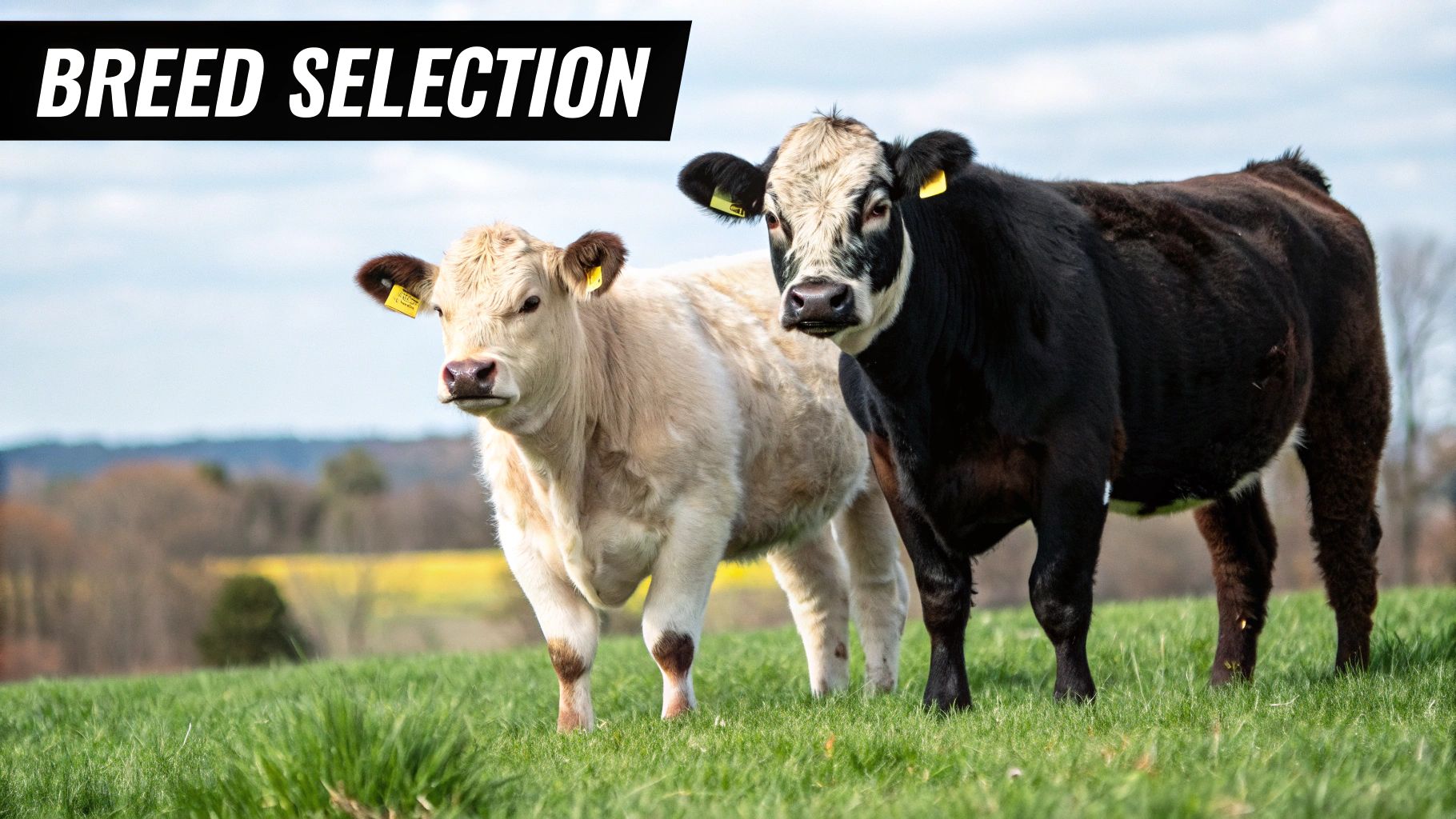 A small, dark-colored Dexter cow standing in a lush green pasture. A small, dark-colored Dexter cow standing in a lush green pasture.