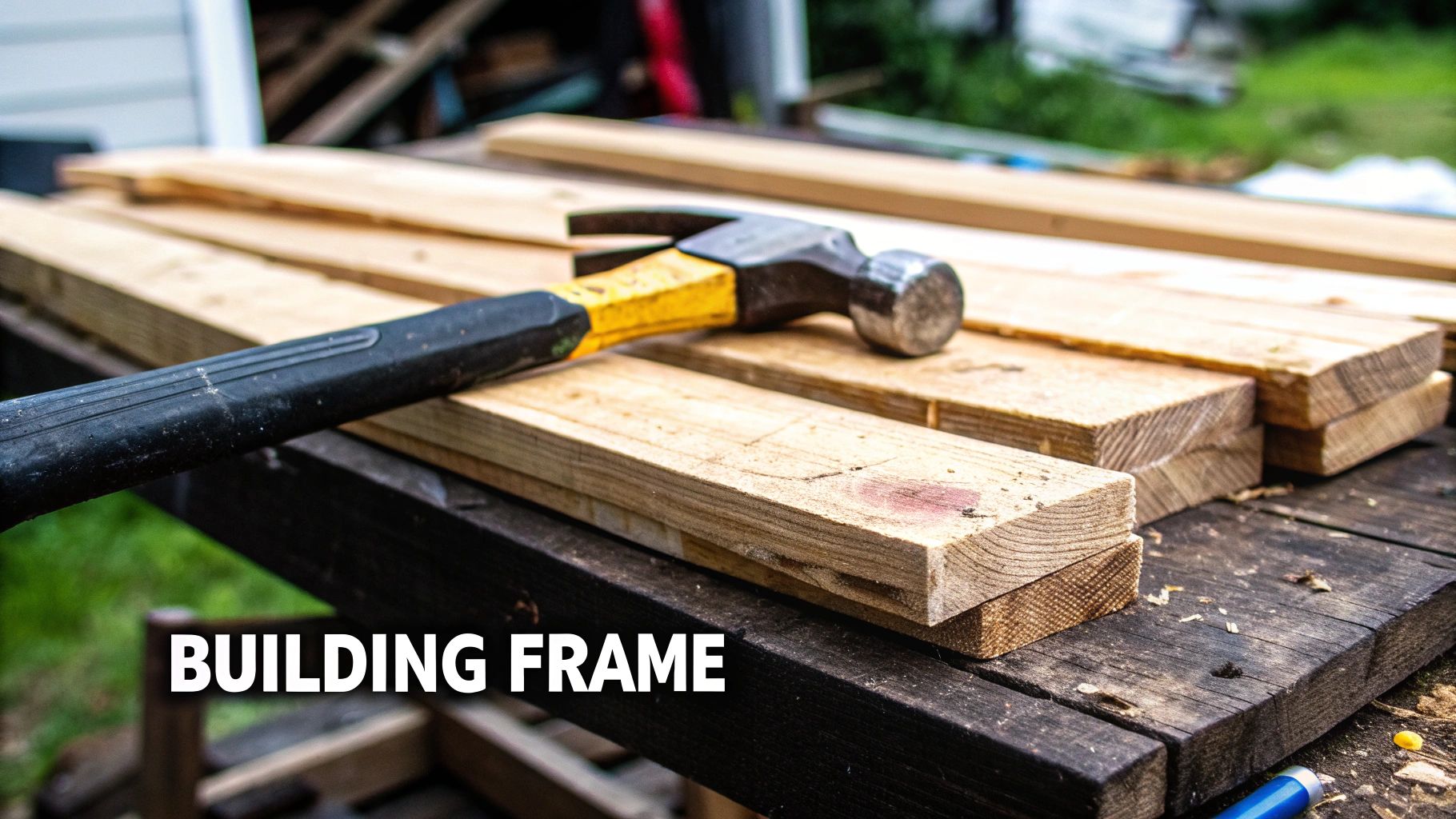 A person using a drill to assemble the corner of a wooden raised garden bed. A person using a drill to assemble the corner of a wooden raised garden bed.