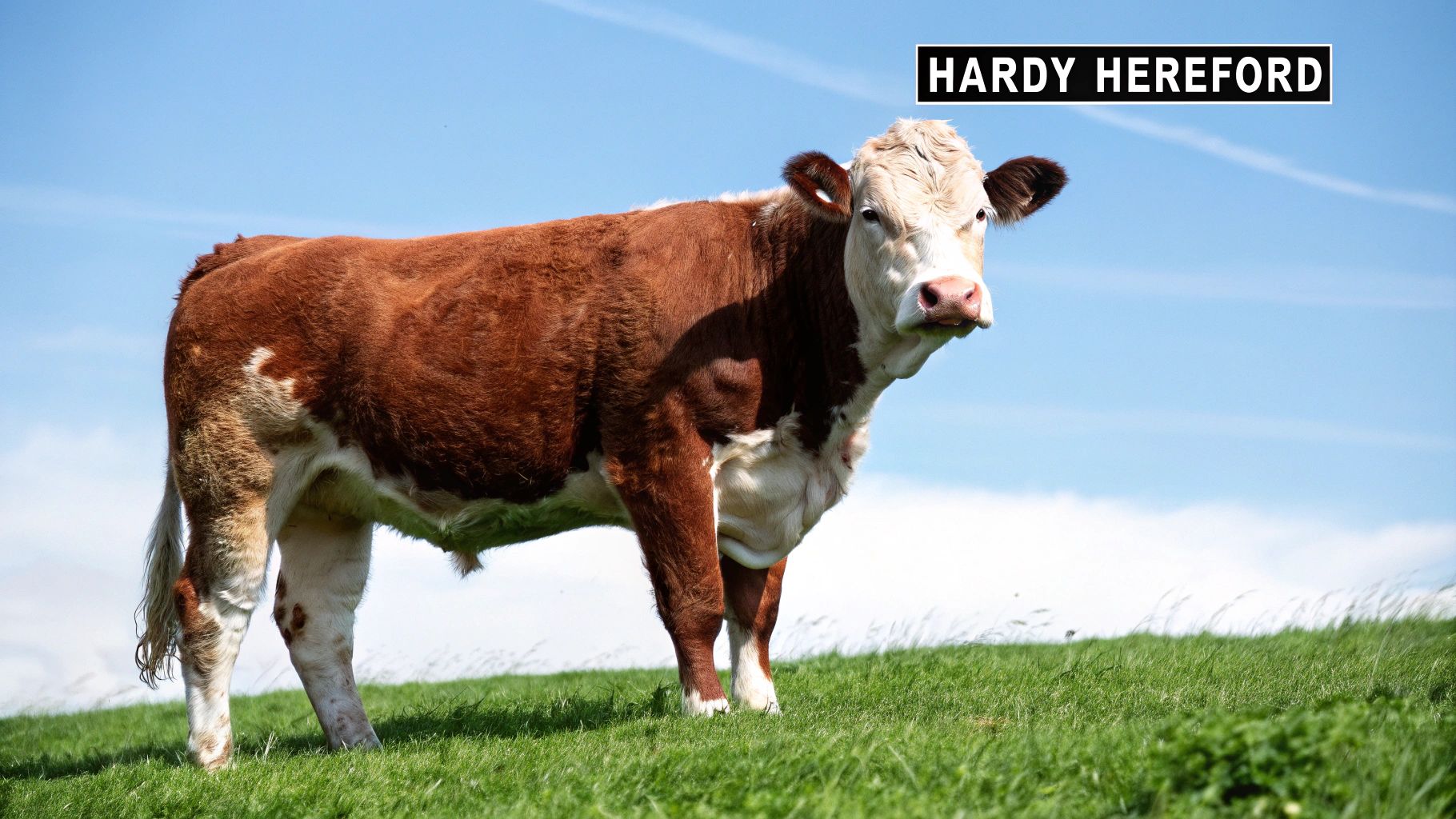 Hereford cattle grazing in a green pasture Hereford cattle grazing in a green pasture