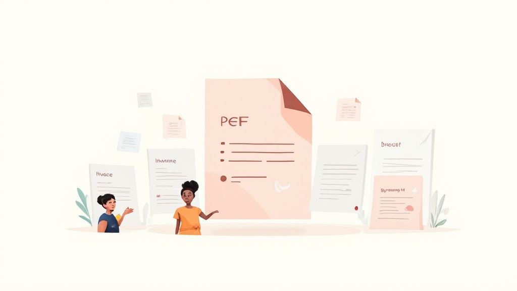 A person at a desk organising digital documents on a computer screen.