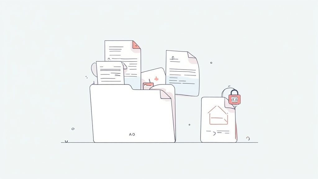 A person at a desk preparing financial documents for upload.