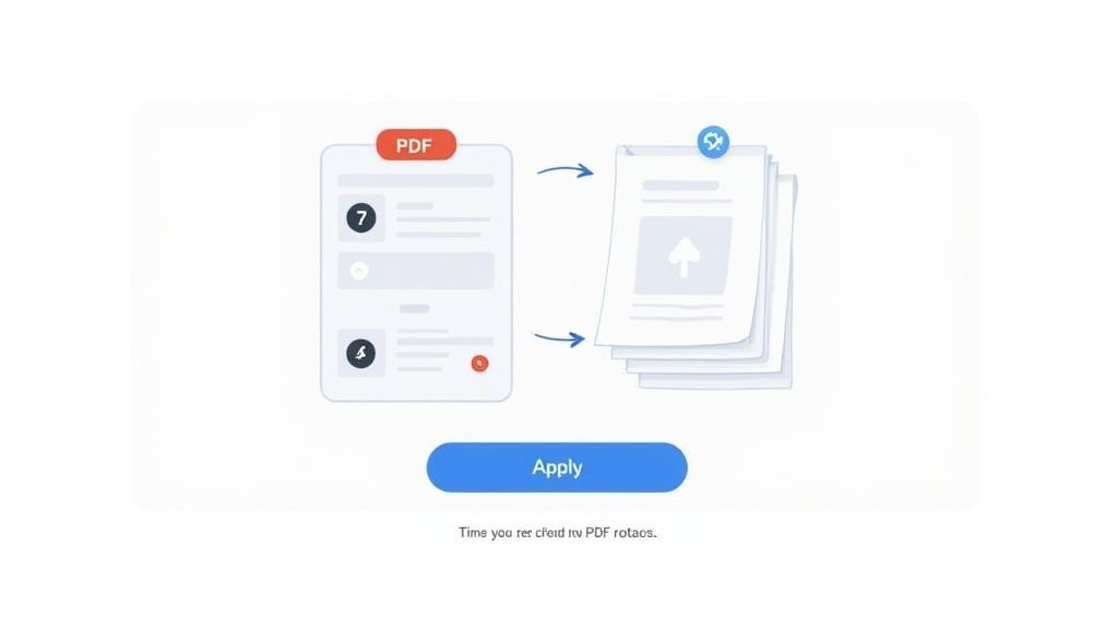 PDF document with rotation options converting to multiple rotated pages with apply button interface