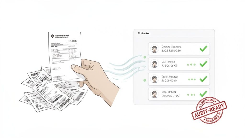 Digitally transforming physical receipts into audit-ready data using AI software, ensuring efficient source to pay.