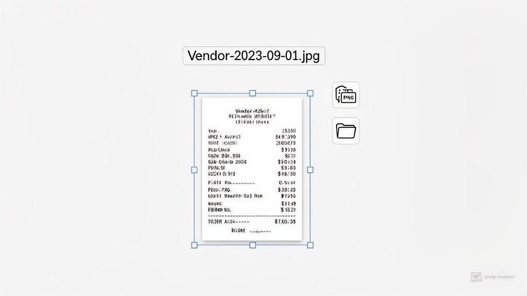 A digital receipt from a vendor, dated 2023-09-01, displayed on a screen with selection box.