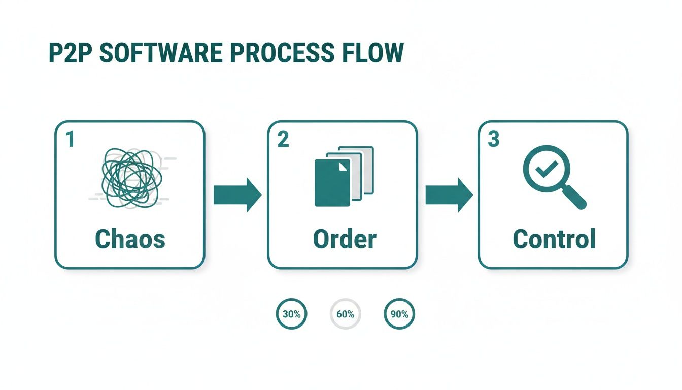 P2P software process flow chart illustrating transformation from chaos to order and control.