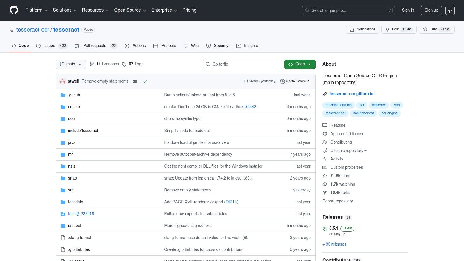 Tesseract OCR command-line interface shown on a computer screen