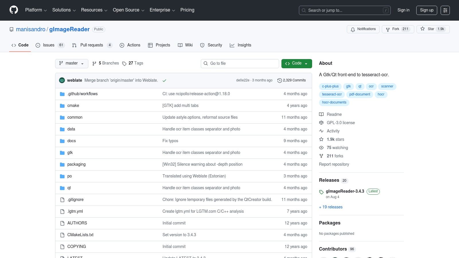 gImageReader (GUI for Tesseract)