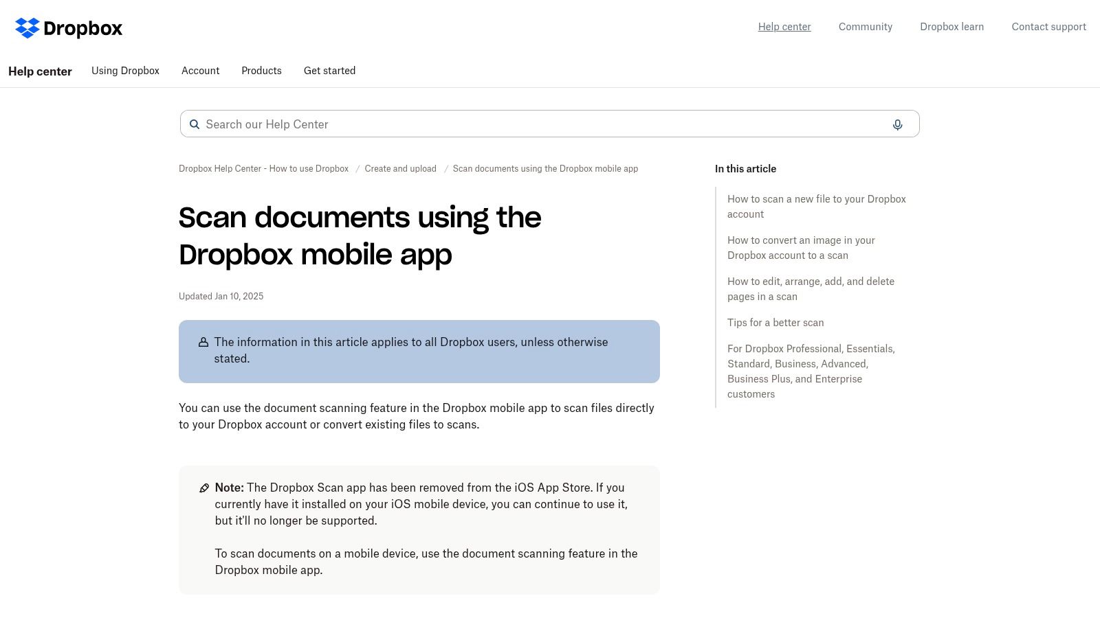 Dropbox (mobile document scanner)
