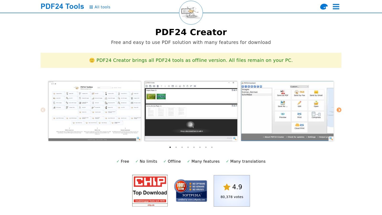 PDF24 (PDF24 Creator + online camera scanner)