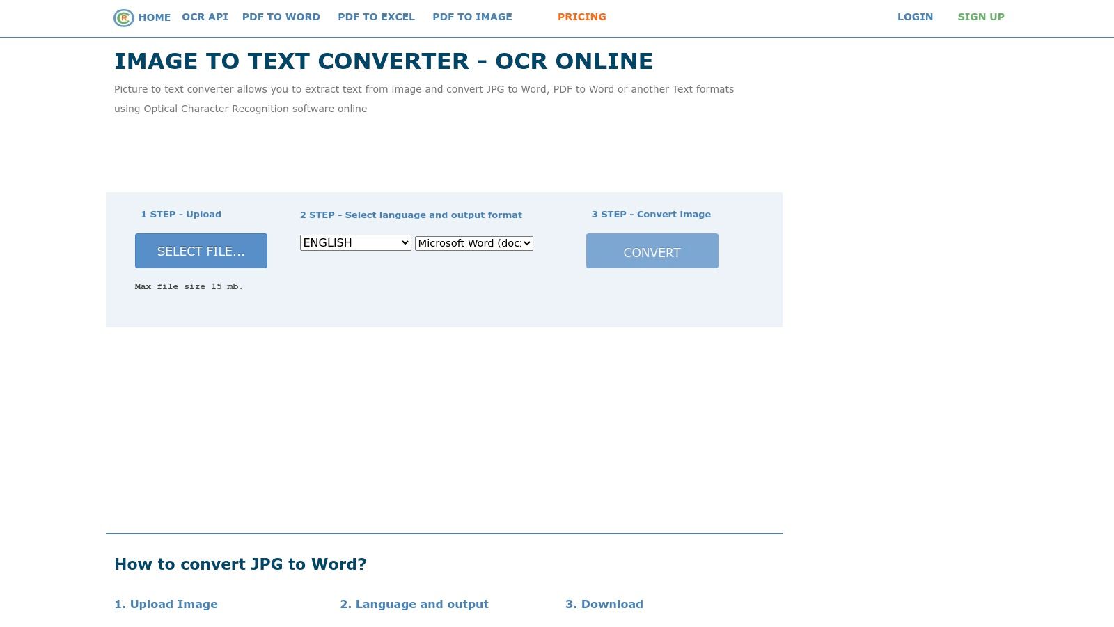 OnlineOCR.net website interface showing file upload and conversion options