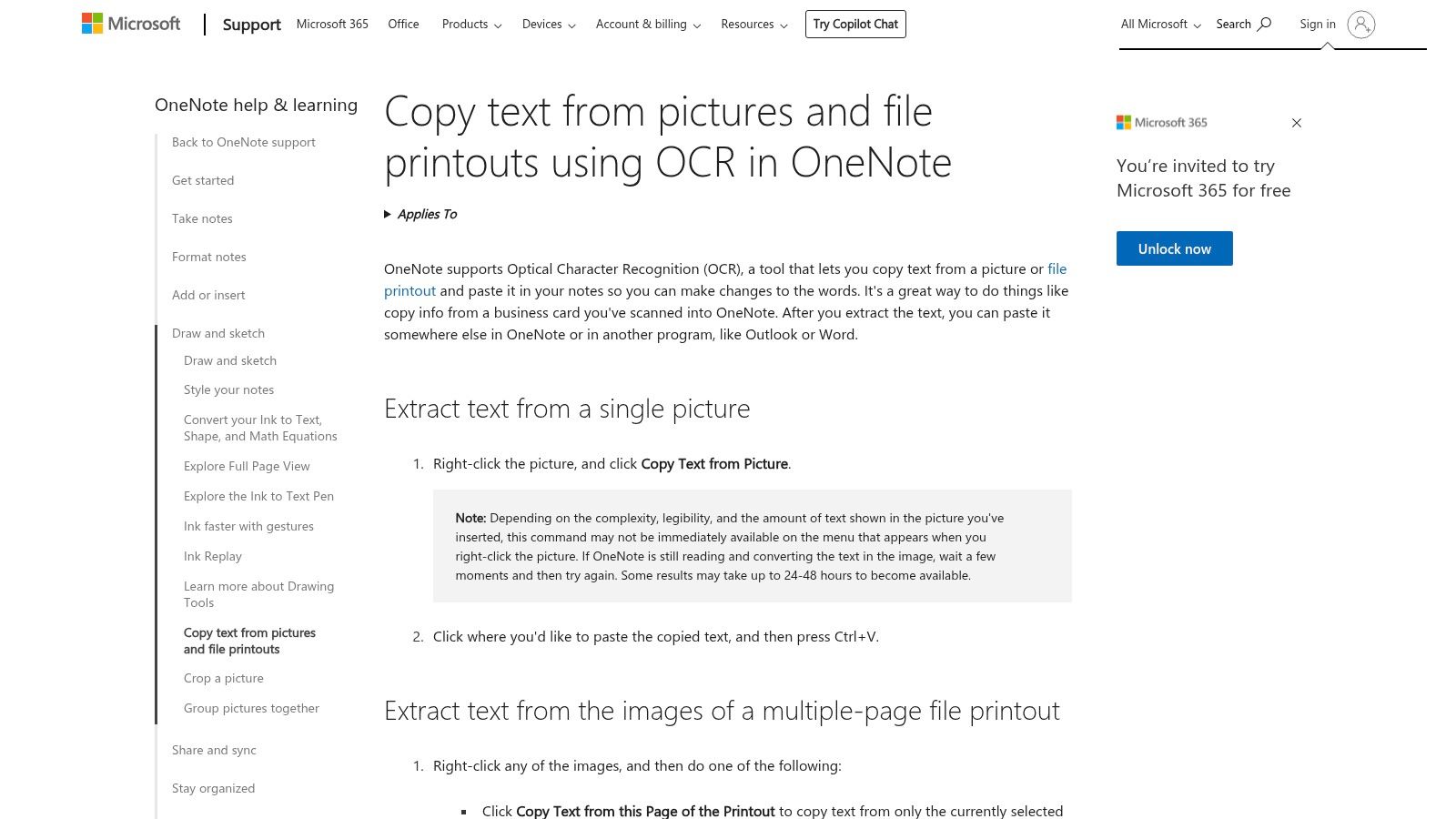 Microsoft OneNote (OCR feature)