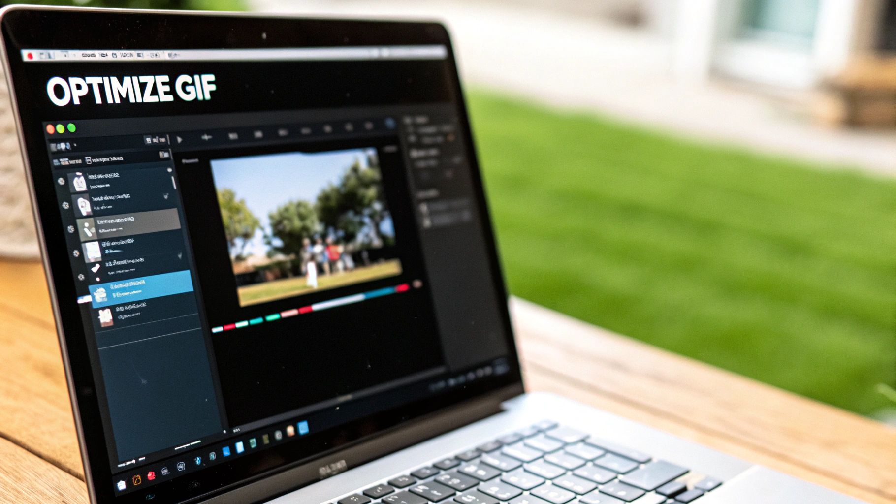 A person using a laptop to edit a GIF